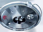 Underside of the VG  cover with recessed washing nozzles and stainless steel  CIP filters